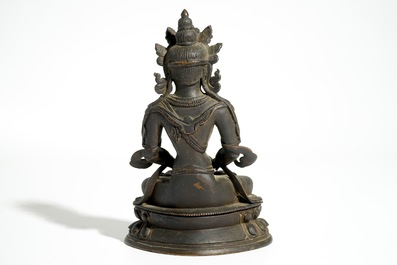 A Chinese bronze figure of Green Tara (Syamatara), Ming