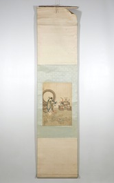 Een grote Chinese beschilderde scroll, 19/20e eeuw