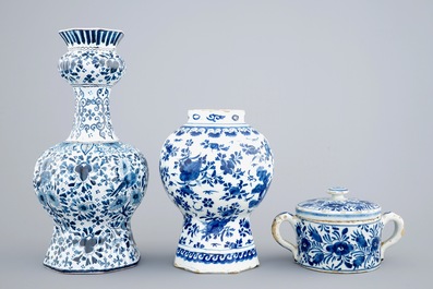 A group of Dutch Delft and French blue and white wares, 18th and 19th C.