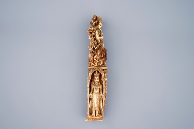 A Burmese lacquered ivory carving, 18/19th C.