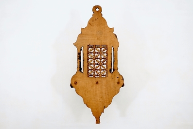 A Syrian wall bracket of wood inlaid with mother of pearl, 19/20th C.