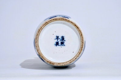 A Chinese blue and white &quot;Wu Shuang Pu&quot; rouleau vase, 19/20th C.