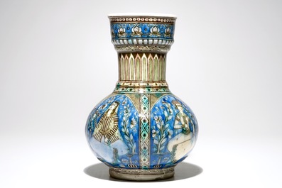 An Islamic Qajar pottery bottle-shaped vase, Iran, 19th C.