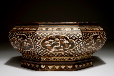 A Chinese lacquer and mother of pearl box, 18th C.