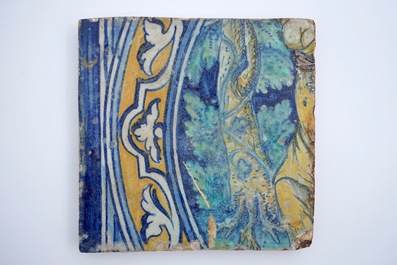 An Antwerp maiolica part tile panel, Franchois Frans workshop, ca. 1550