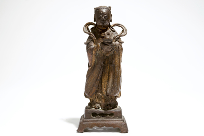 A Chinese bronze figure of Shancai, Ming