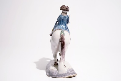 A polychrome model of a horse and rider, Dutch Delft or Northern-French, 18th C.