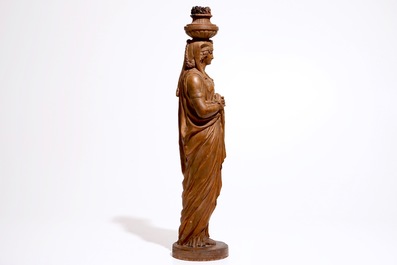 Een groot terracotta model van een kariatide, Frankrijk of Itali&euml;, 19e eeuw