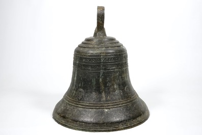 A massive bronze church bell, dated 1623 and inscribed, France