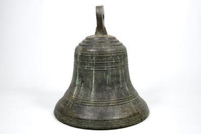 A massive bronze church bell, dated 1623 and inscribed, France