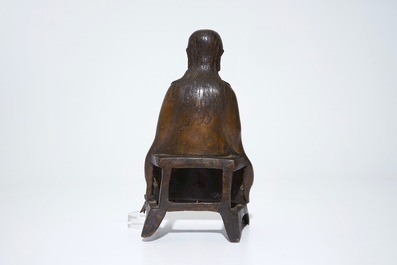 Un mod&egrave;le de Zhenwu assis en bronze, Ming