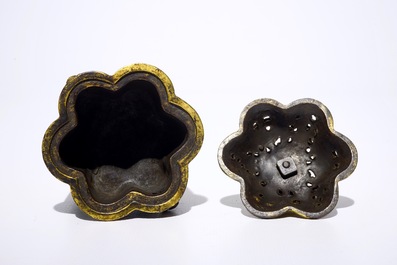 A Chinese cloisonn&eacute; and gilt bronze incense burner, Qianlong mark, 18/19th C.