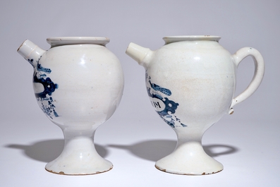 A pair of Dutch Delft blue and white wet drug jars, 18th C.