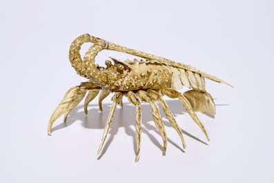 A Japanese ivory okimono of a lobster, Meiji, 19th C.