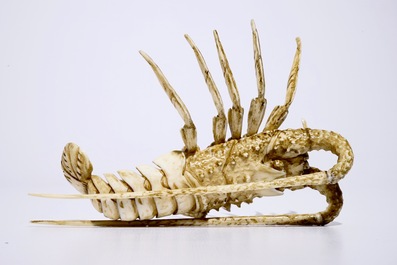 A Japanese ivory okimono of a lobster, Meiji, 19th C.