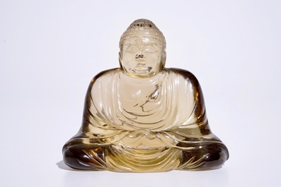 Un mod&egrave;le de Bouddha en crystal de rocher fum&eacute;, Chine, 19/20&egrave;me