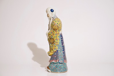 Un grand mod&egrave;le de Shou Lao en porcelaine de Chine famille rose, 19&egrave;me