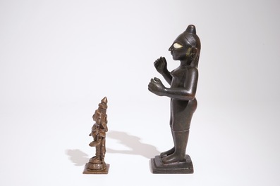 Twee bronzen figuren, India of Nepal, 18/19e eeuw