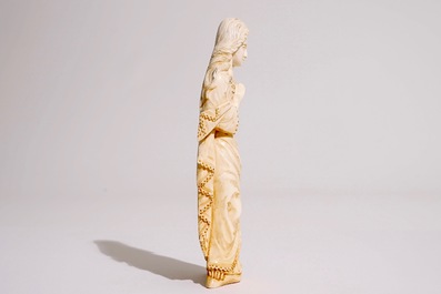 An Indo-Portuguese ivory model of a Madonna, Goa, 18h C.