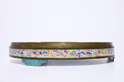 A Chinese Canton enamel sweetmeat set on tray, 19th C.