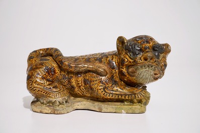 A Chinese glazed stoneware model of a tiger, probably Ming