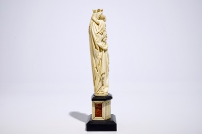 An ivory model of a Madonna with child, Dieppe, France, 19th C.
