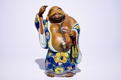 A large Japanese Kutani figure of Buddha Hotei, Meiji, 19th C.