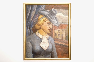 Prosper de Troyer (1880-1961), Portret van een dame, olie op doek