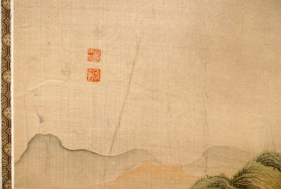 A pair of Chinese paintings on silk depicting &quot;The eight horses of Mu Wang&quot;, 19/20th C.