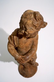 Attr. &agrave; Lodewyck Willemsens (Anvers, 1630-1702), un grand mod&egrave;le d'un putto en terre cuite