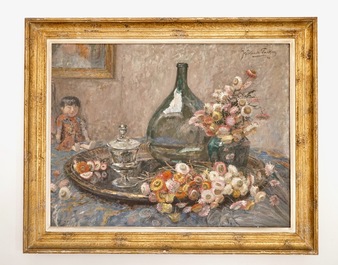 Jef Van de Fackere (1879-1946), Stilleven met bloemen, olie op doek, gedat. 1946