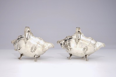 A pair of Flemish silver sauceboats, 18th C.