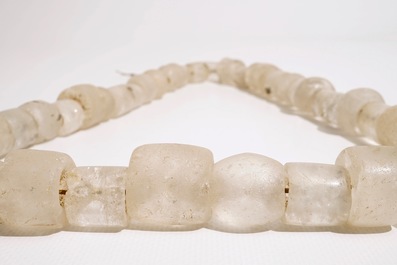 A pre-Columbian rock crystal necklace, Tairona culture carved stone pendants, Colombia, 15/10th C. BC