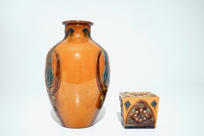 A collection of Flemish pottery Art Nouveau and Art Deco vases, 20th C.