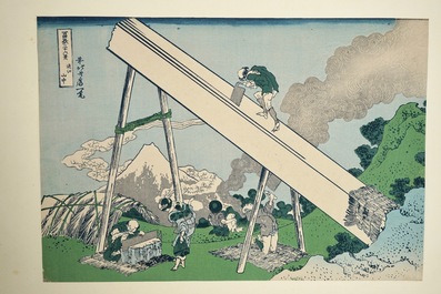 Elf Japanse woodblock prenten, o.a. Hokusai, 19/20e eeuw