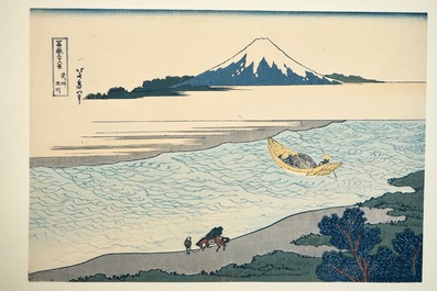 Elf Japanse woodblock prenten, o.a. Hokusai, 19/20e eeuw