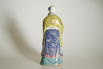 A tall Chinese famille rose figure of Shou Lao, 19th C.