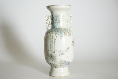 A Chinese qianjiang cai vase with a scene of go-players, 19/20th C.