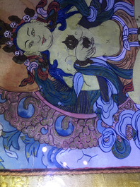 Un lot de trois thangkas, Tibet ou N&eacute;pal, 19/20&egrave;me