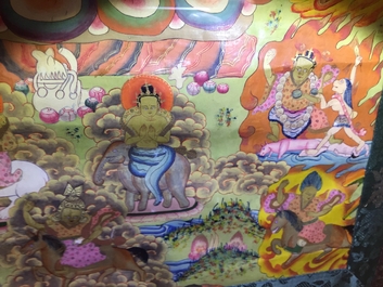 Een thangka met Mahakala, Tibet of Nepal, 19/20e eeuw