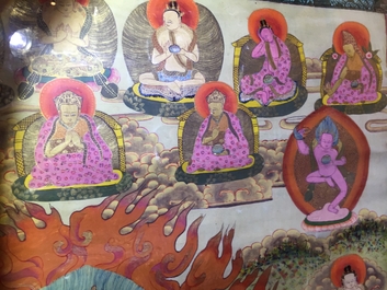 Een thangka met Mahakala, Tibet of Nepal, 19/20e eeuw