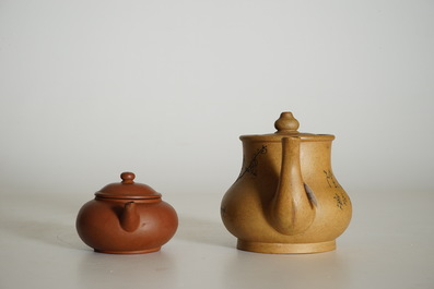 Two Chinese Yixing teapots and covers, 19th C.