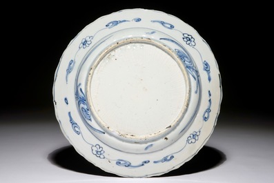 A Chinese blue and white plate with deer and ducks, Wanli
