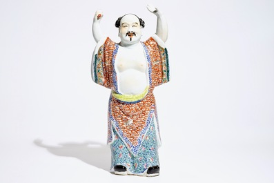 A tall Chinese famille rose figure of Zhongli Quan, 19th C.