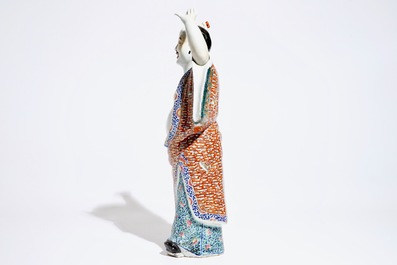 A tall Chinese famille rose figure of Zhongli Quan, 19th C.