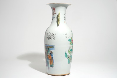 Un grand vase en porcelaine de Chine famille rose &agrave; double d&eacute;cor, 19/20&egrave;me