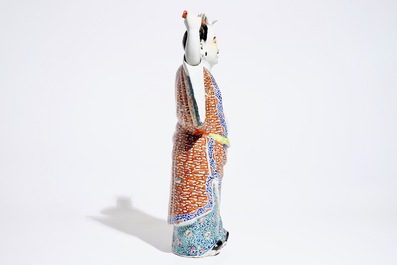 A tall Chinese famille rose figure of Zhongli Quan, 19th C.