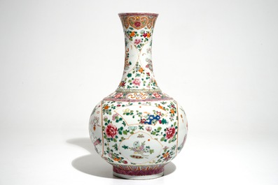 A Chinese famille rose bottle vase, Guangxu mark, 20th C.