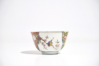 A Chinese famille rose cup and saucer, Yongzheng/Qianlong