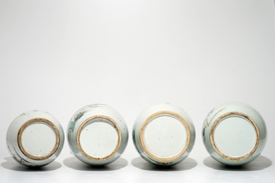 Four various Chinese famille rose vases, 19/20th C.